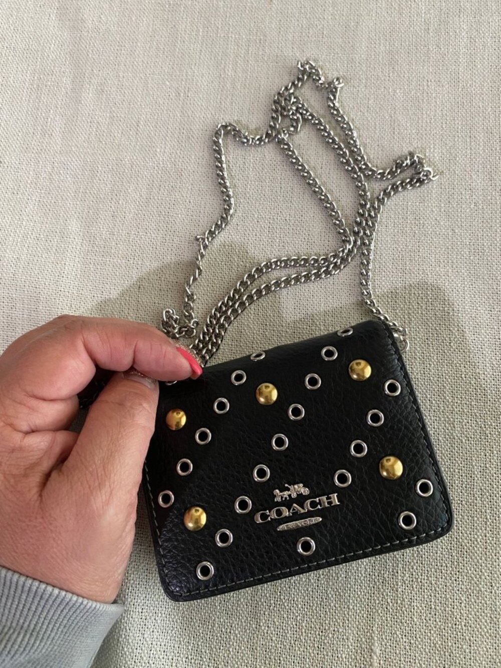 Coach Klare Crossbody + Matching Studded Wallet on Chain Set Black Multi Rivets - Picture 12 of 14